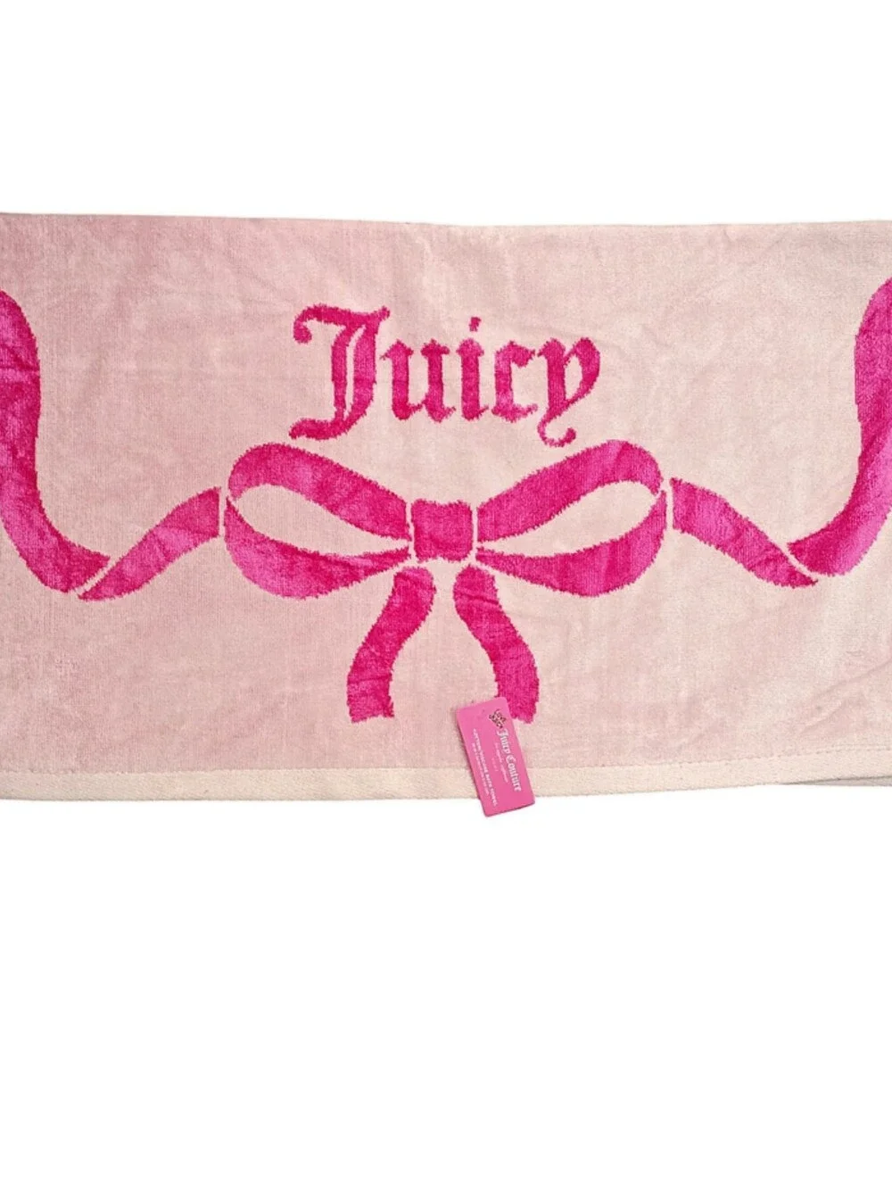 Juicy Couture Home Bow Logo Plush Oversized Cotton Viscose Bath Towel